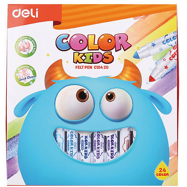 

Смываемые фломастеры Deli "Color Kids", 24 цветов, Разноцветный