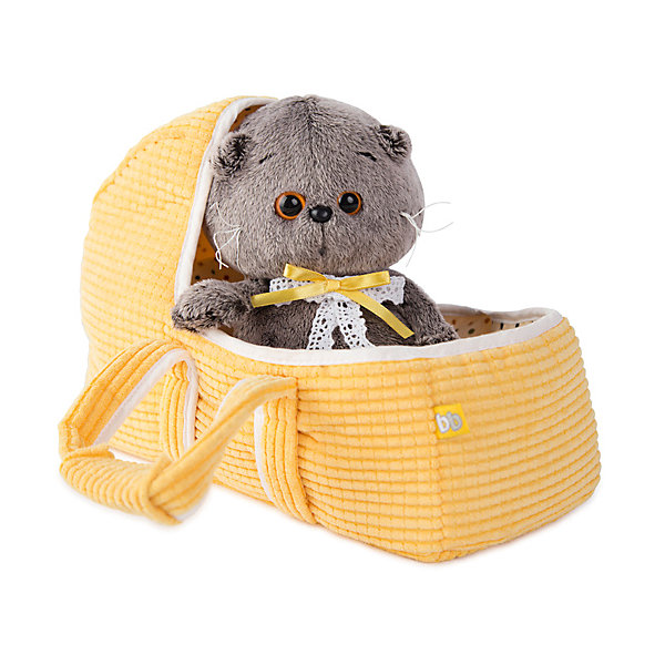 

Мягкая игрушка Budi Basa Кот Басик Baby в люльке, 20 см, Коричнево-оранжевый
