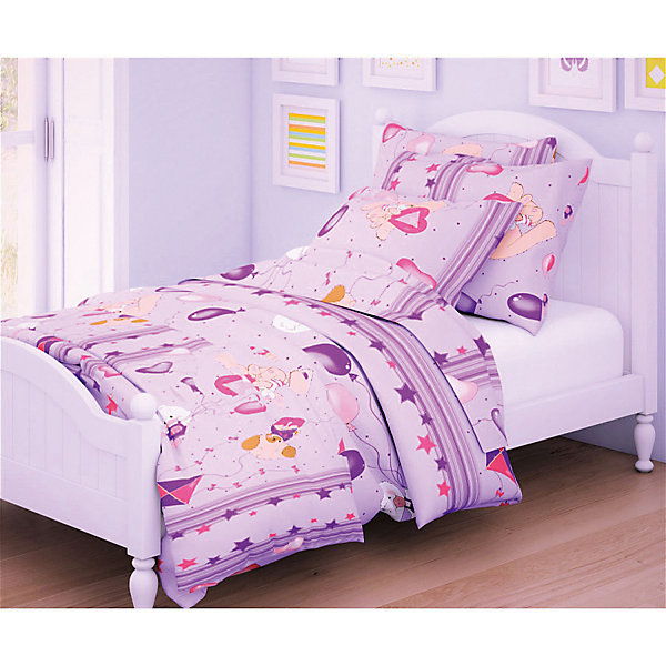 

Детское постельное белье 3 предмета Letto, простыня на резинке, BGR-62, Розовый/розовый