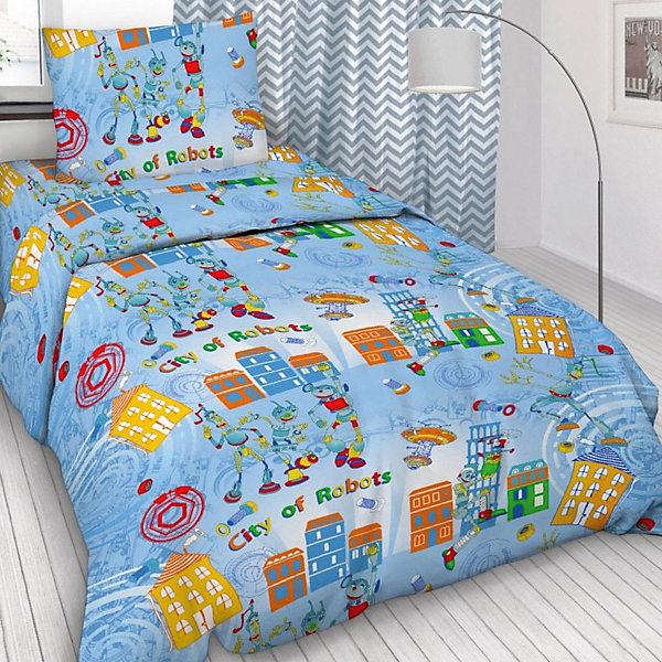 

Детское постельное белье 1,5 сп Letto, Робогород, голубой, Детское постельное белье 1,5 сп Letto, Робогород,