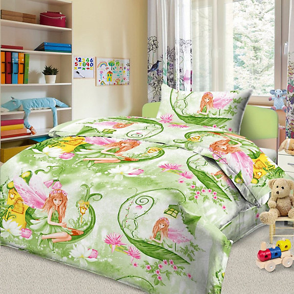 

Детское постельное белье 1,5 сп Letto, Феечка, Зеленый