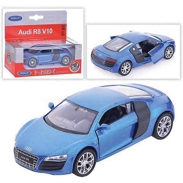

Модель машины 1:34-39 Audi R8, Welly, синяя, Черный