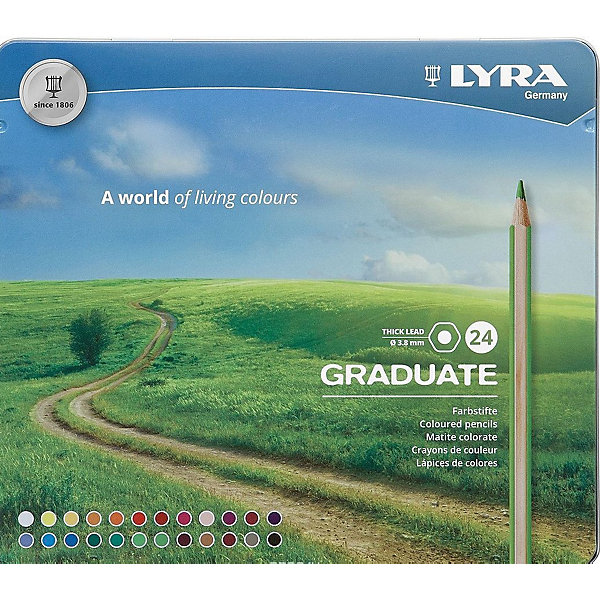 

Цветные карандаши Lyra "Graduate", 24 цвета, Разноцветный