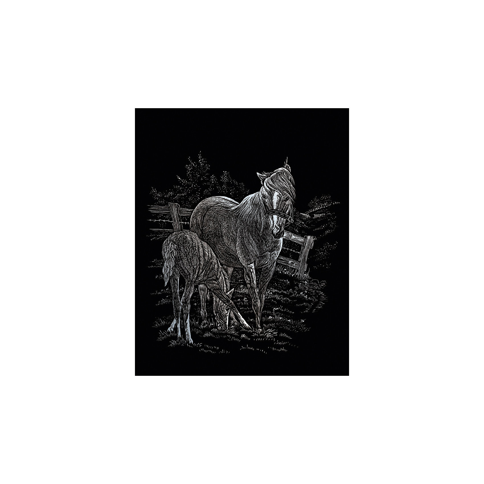 фото Гравюра Royal&Langnickel "Лошадь с жеребёнком", серебро