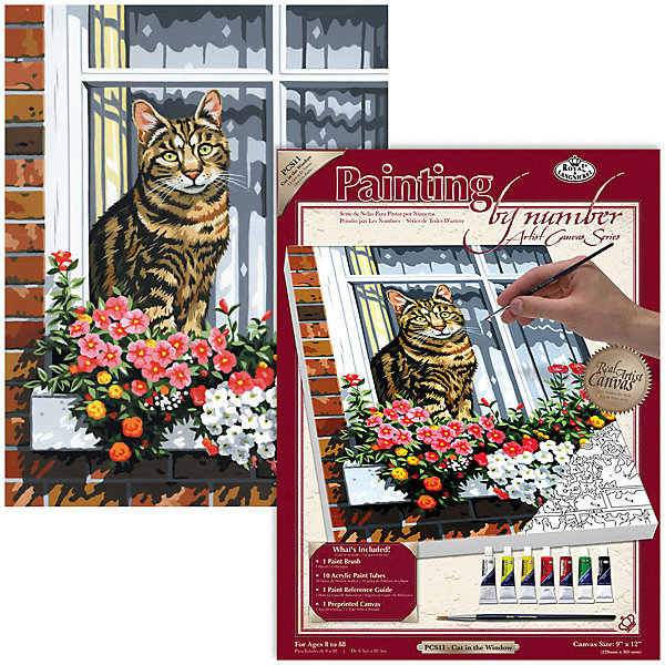 фото Картина по номерам на холсте Royal&Langnickel "Кот на окне", 22х30 см