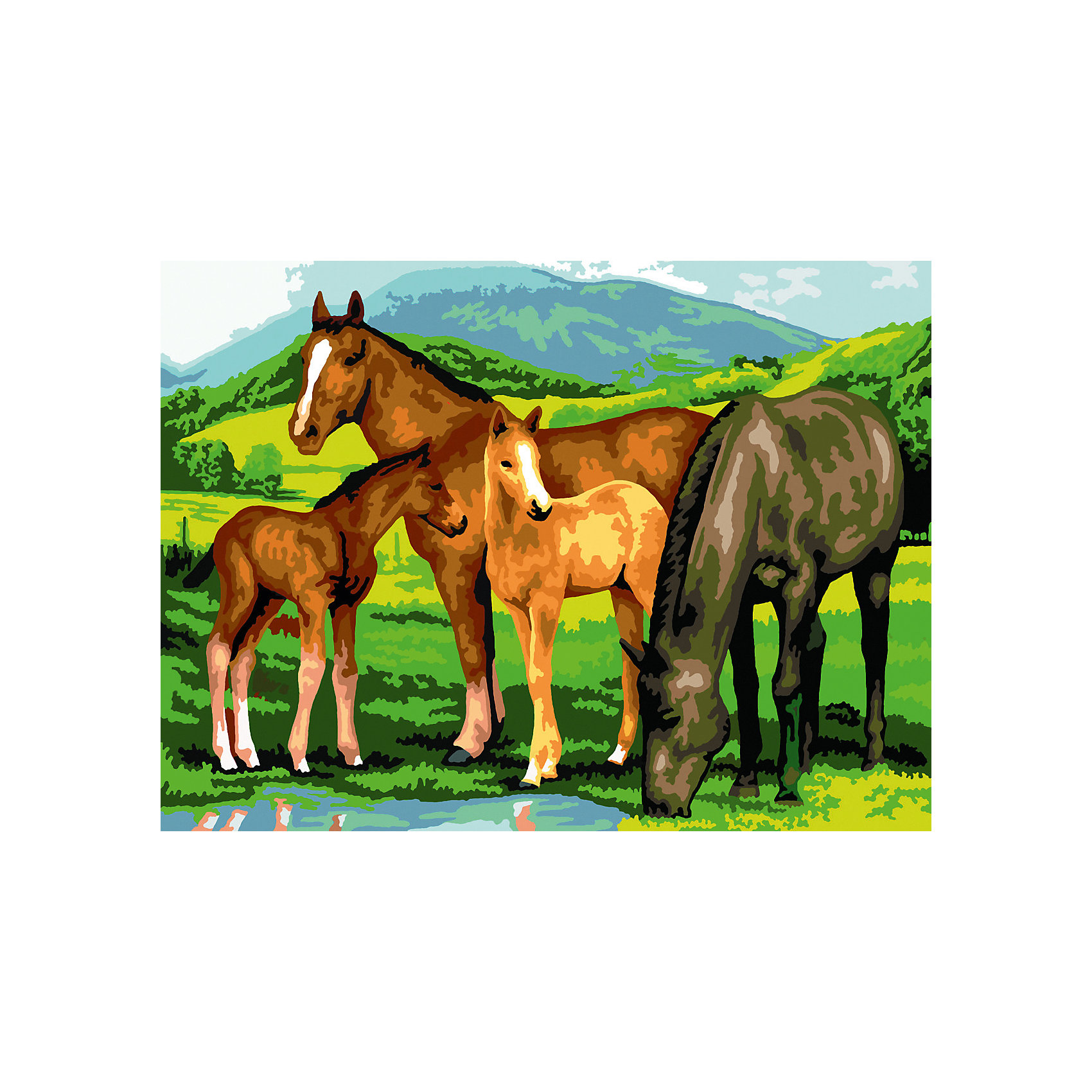 Картина семья лошадей