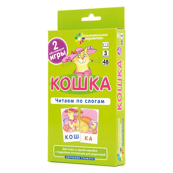 

Обучающие карточки "Читаем слова-слоги" Кошка, Разноцветный