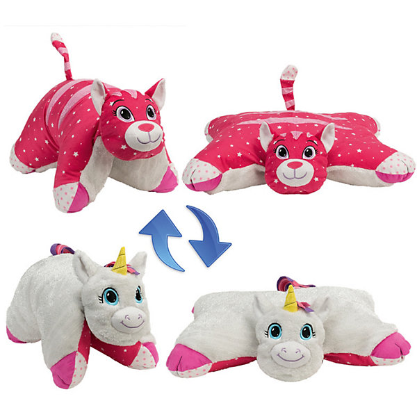 

Подушка-Вывернушка 2в1 1toy "Белый Единорог-Розовая Кошечка", Разноцветный