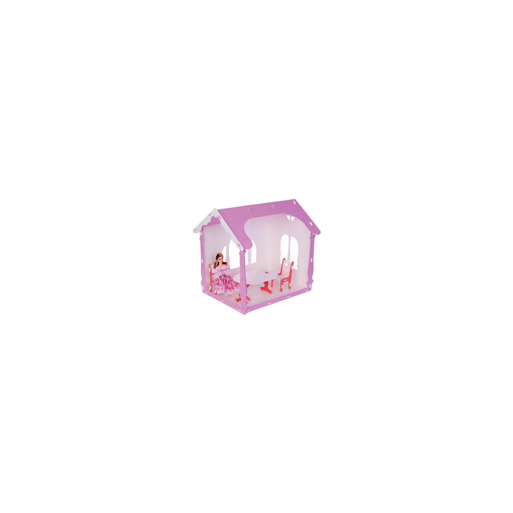 фото Домик для кукол "Летний дом Вероника", бело-розовый с мебелью Replace and choose