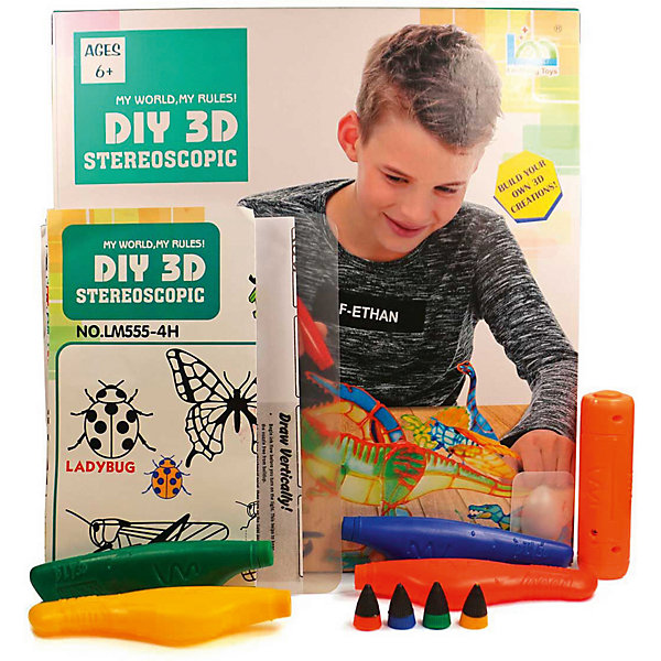 

3Д ручка DIY 3D Stereoscopic "3D Magic Glue" Динозавр, 4 ручки, Разноцветный