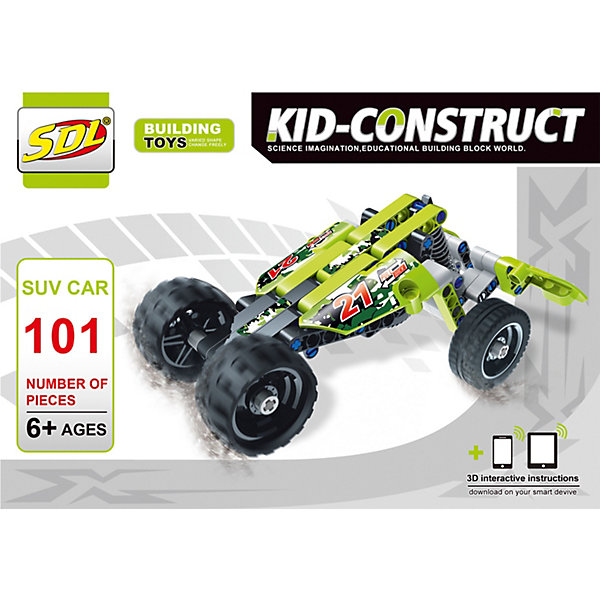 

3D-Конструктор SDL "Kid-Construct" Кроссовер зелёный, 101 деталь