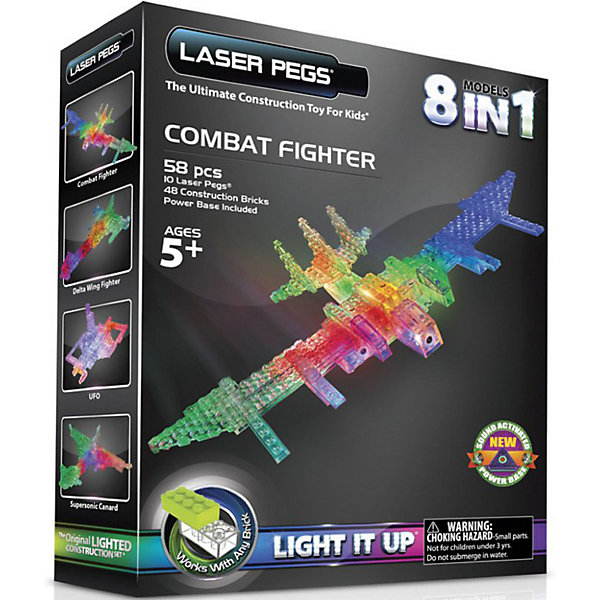 

Светящийся конструктор 6 в 1 Laser Pegs "Воздушный транспорт", 58 деталей, Разноцветный