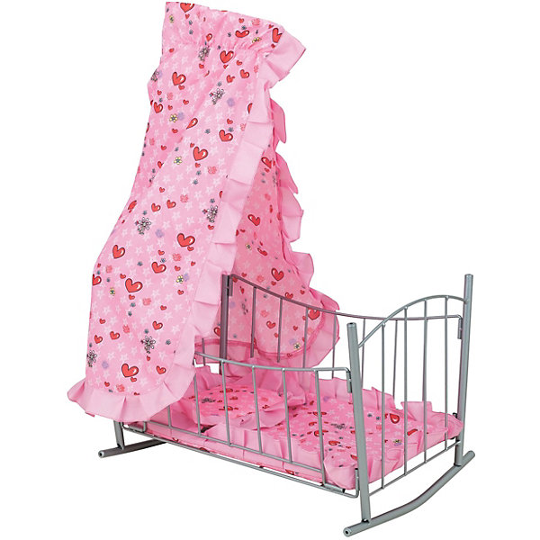 

Кроватка для кукол Buggy Boom "Loona" с балдахином, светло-розовая, Розовый