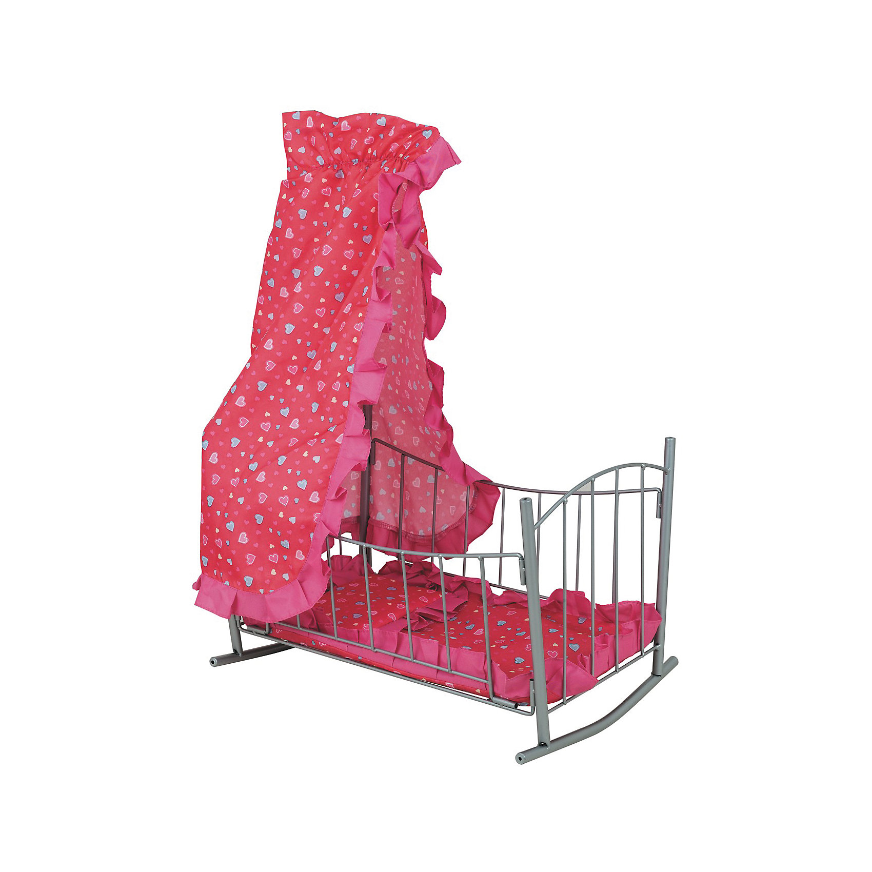 фото Кроватка для кукол Buggy Boom Loona с балдахином, розовая/коралл
