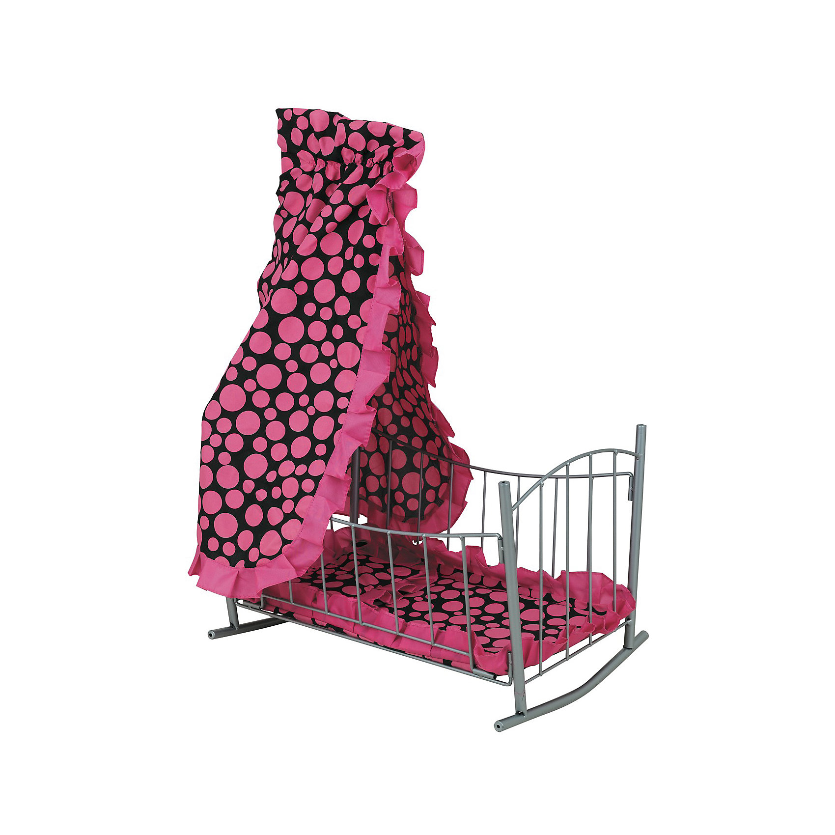 фото Кроватка для кукол Buggy Boom Loona с балдахином, розовая с черным