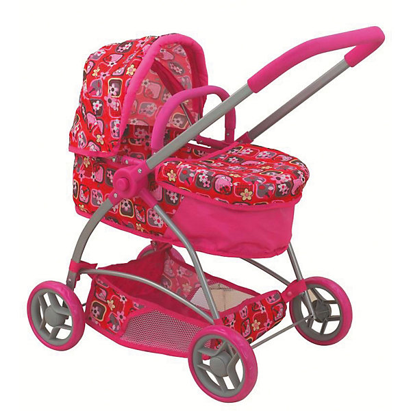 

Коляска для кукол Buggy Boom "Amidea" трансформер, розовая с рисунком, Розовый