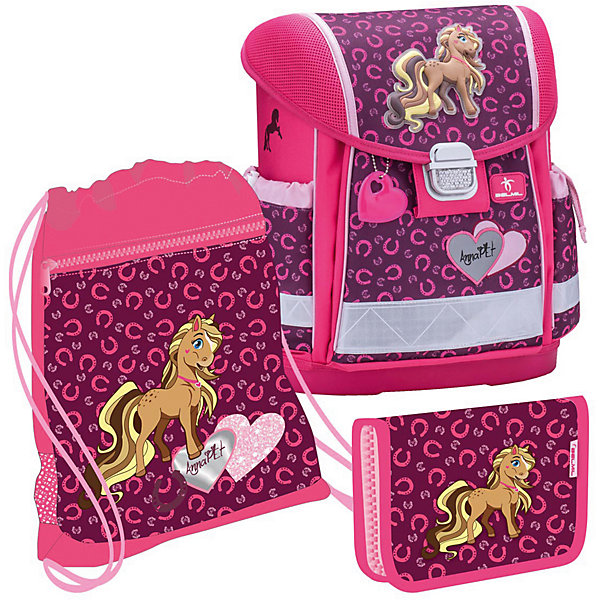 

Ранец Belmil CLASSY "Anna Pet, Pony" с мешком для обуви, Розовый