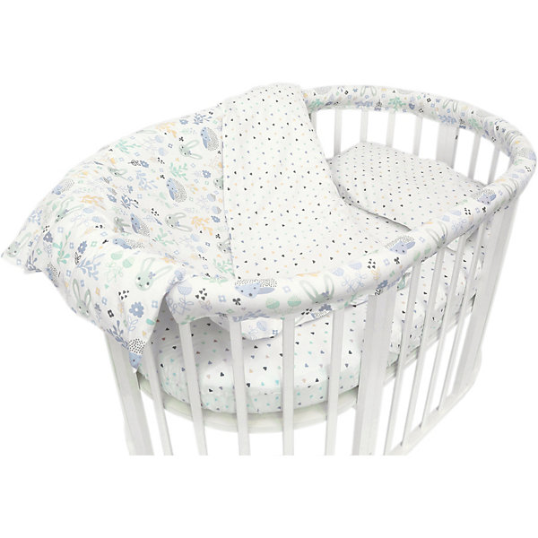 Baby Nice Комплект постельного белья для овальной кроватки Baby Nice Лесная поляна голубой