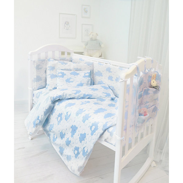 

Комплект в кроватку из 9 предметов Baby Nice "Облака" голубой, Синий