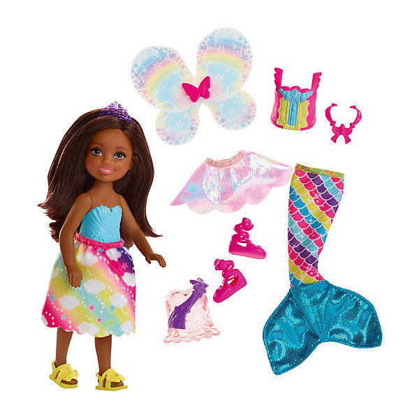 

Мини-кукла Barbie "Dreamtopia Радужная бухта" Челси-русалка ароамериканка-брюнетка, 15 см