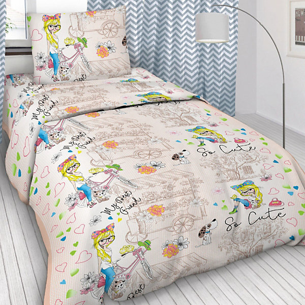 

Детское постельное белье 1,5 сп Letto, Милашка, Бежевый