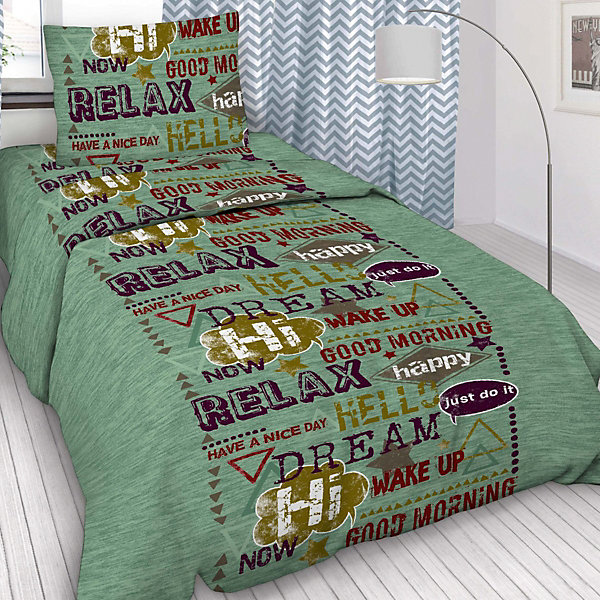 

Детское постельное белье 1,5 сп Letto, Шрифт, зеленый