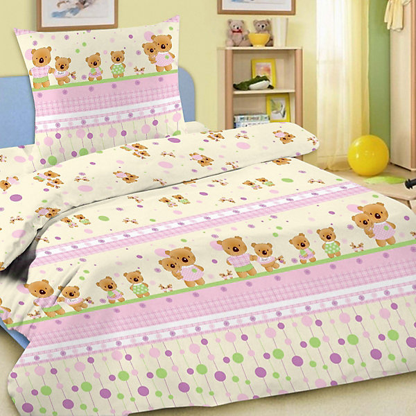 

Детское постельное белье 3 предмета Letto, BG-14, Розовый