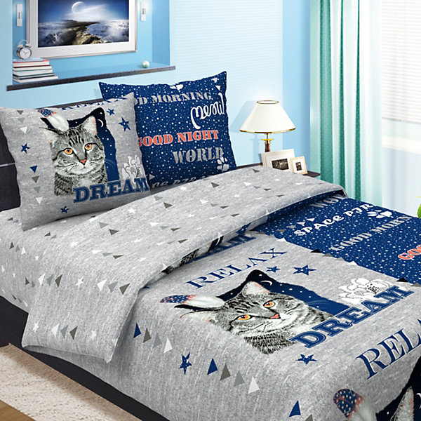 

Детское постельное белье 1,5 сп Letto, Релакс, Синий