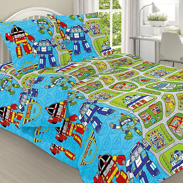 

КПБ детский "Letto" Робот, new, нав-ка 50х70, 100% хлопок, Синий