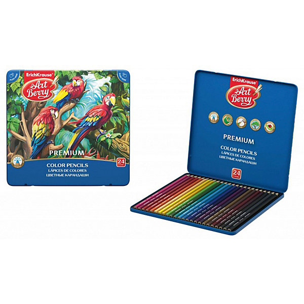 Цветные карандаши Erich Krause ArtBerry® Premium, 24 цвета, металлическая коробка 9396801