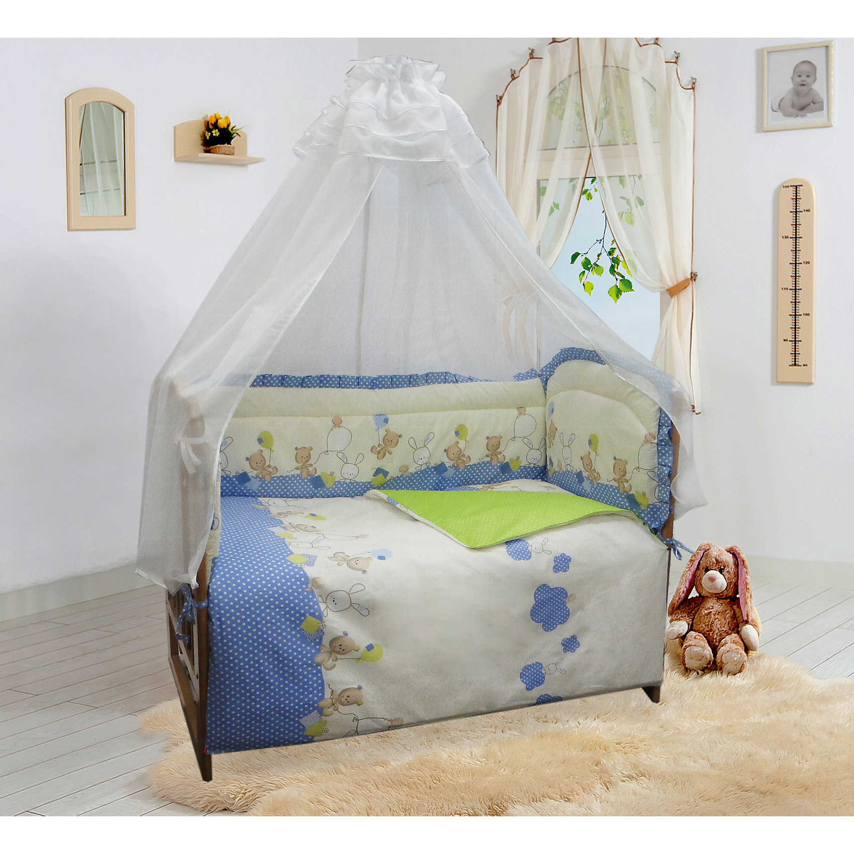 фото Бортик в кроватку soni kids "в уютных облачках" голубой