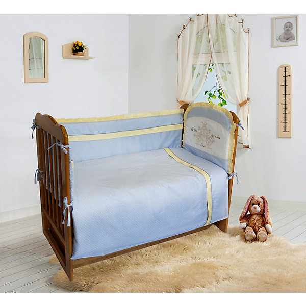 фото Комплект постельного белья из 6 предметов Soni Kids "Лунная прогулка" голубой в горошек