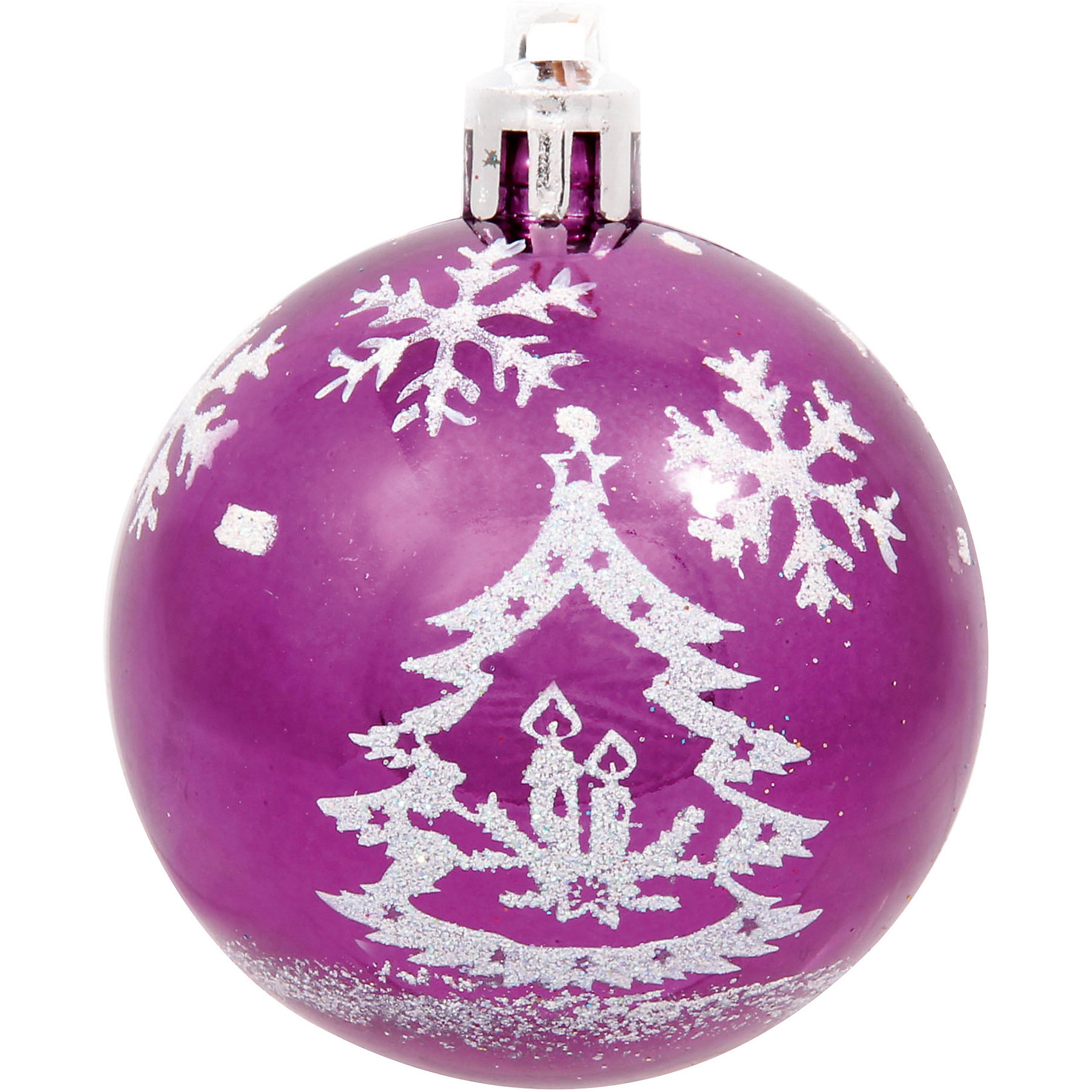 фото Набор елочных шаров Magic Land фиолетовый с белым, 4 штуки Волшебная страна