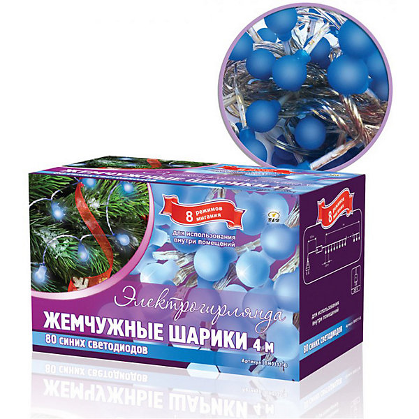 

Электрогирлянда B&H "Жемчужные минишарики" синие, 4 м, Разноцветный, Электрогирлянда B&H "Жемчужные минишарики" синие, 4 м
