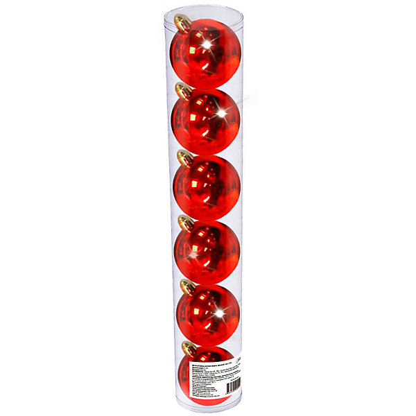 фото Набор елочных шаров B&H 6 шт, 6 см., красные
