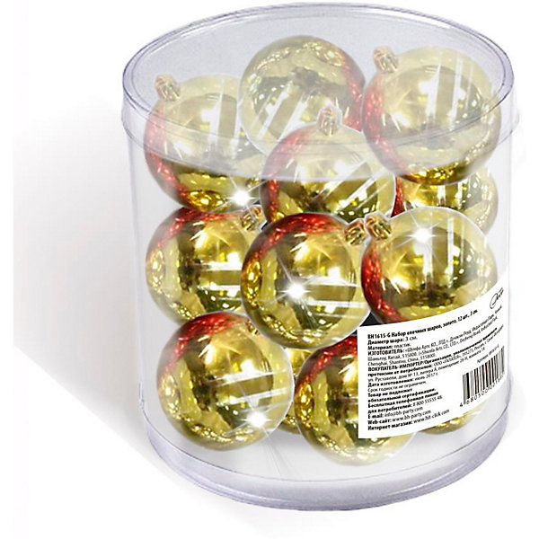фото Набор елочных шаров B&H 12 шт, 3 см., золотые