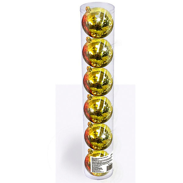 B&H Набор елочных шаров B&H 6 шт, 6 см., золотые