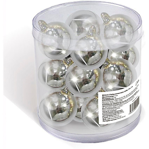 фото Набор елочных шаров B&H 12 шт, 3 см., серебряные