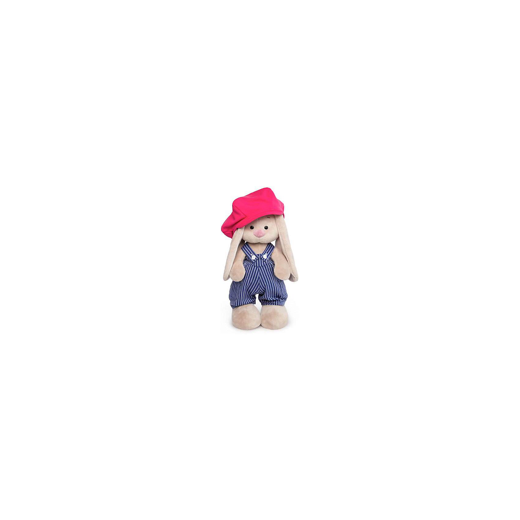 фото Мягкая игрушка Budi Basa Зайка Ми в синем комбинезоне в полоску и с малиновой кепкой, 25 см