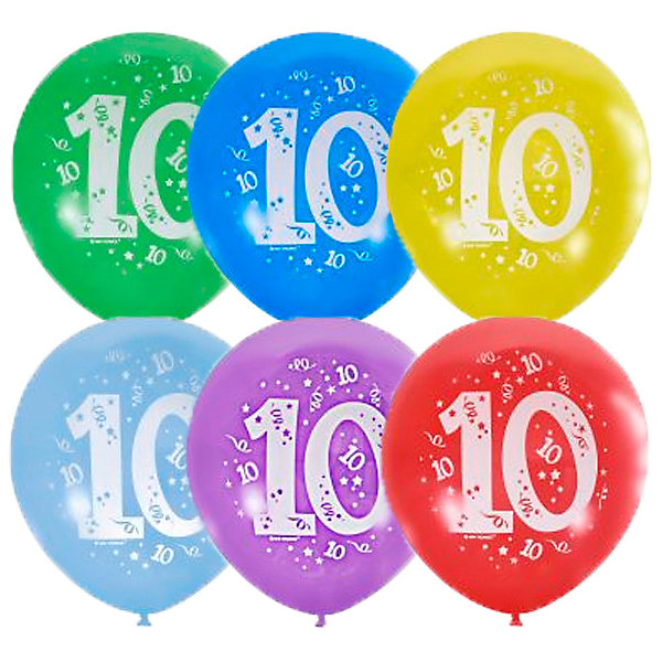 фото Воздушные шары Latex Occidental "Цифра Десять" 10 шт, пастель + декоратор