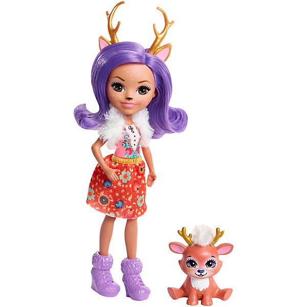 Mattel Мини-кукла Enchantimals с любимой зверюшкой, Данесса Оленни и оленёнок Спринт, 15 см