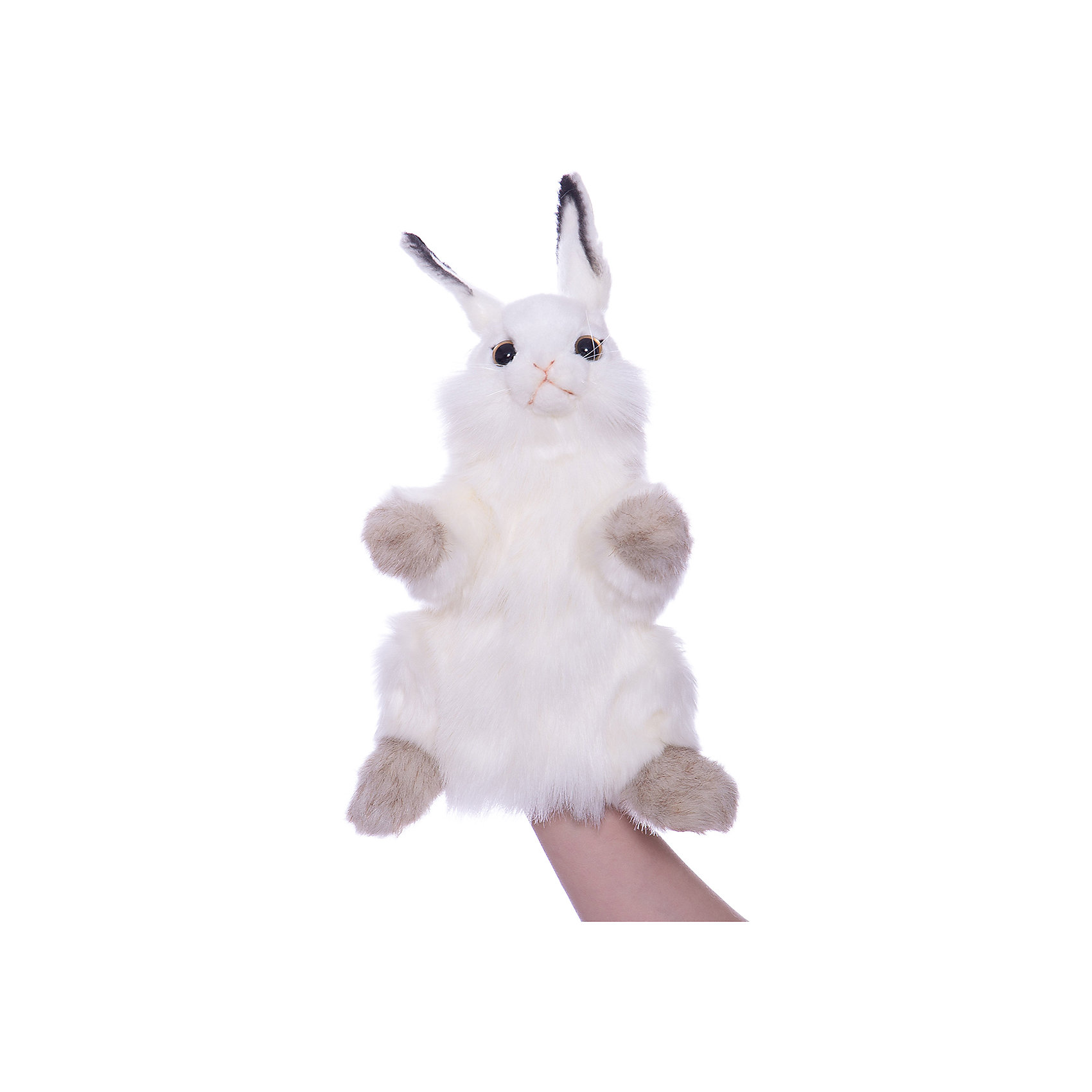 фото Белый кролик hansa на руку, 34 см