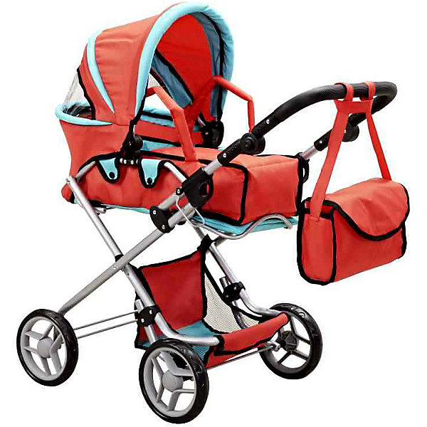 

Коляска для кукол Buggy Boom, красно-бирюзовая, Бирюзовый/красный
