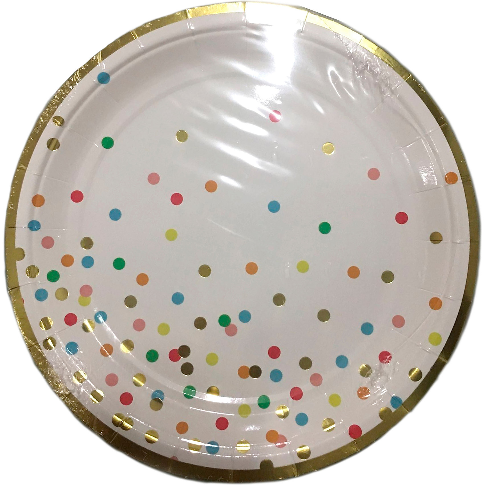 фото Тарелки Феникс-Презент Белые с разноцветными кружочками, 23 см, 6 шт.