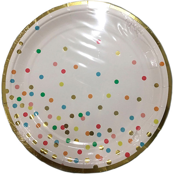 фото Тарелки Феникс-Презент Белые с разноцветными кружочками, 18 см, 6 шт.