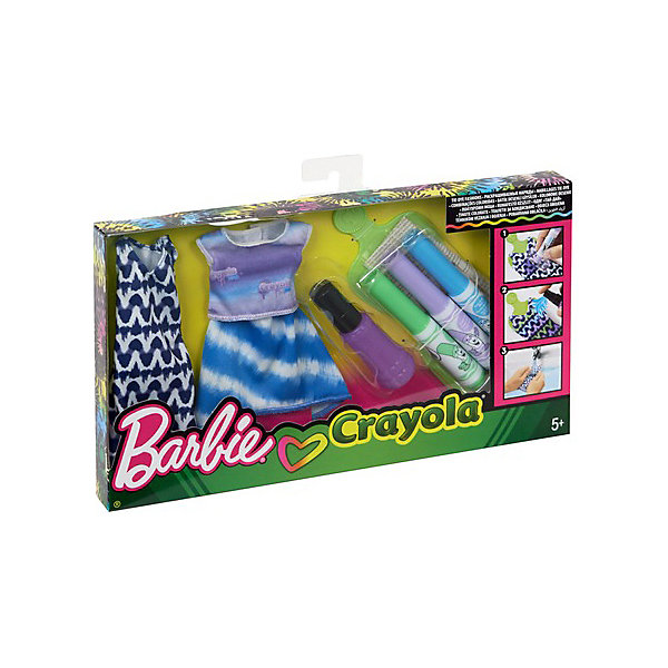 фото Игровой набор Barbie Crayola "Сделай моду сам" Платье, футболка и юбка Mattel