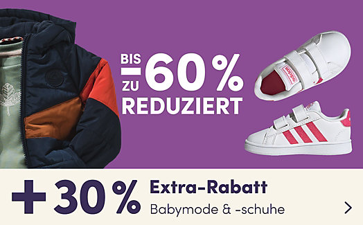 Babymode & -schuhe bis zu -60 % reduziert + 30 % Extra-Rabatt
