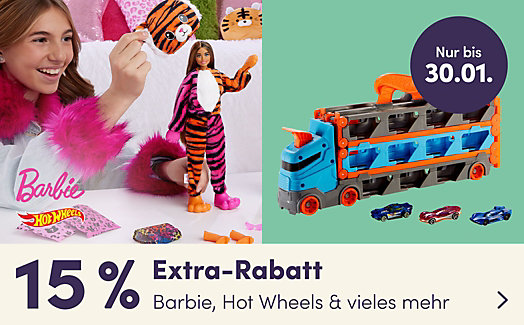 15 % Extra-Rabatt auf Hot Wheels, Barbie & vieles mehr
