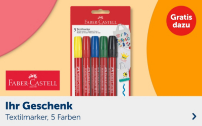 Ihr Geschenk - Textilmarker, 5 Farben von Faber-Castell