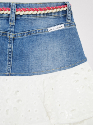 Neu Desigual Kinder Jeansrock FRANCIA 22430503 für Mädchen blau